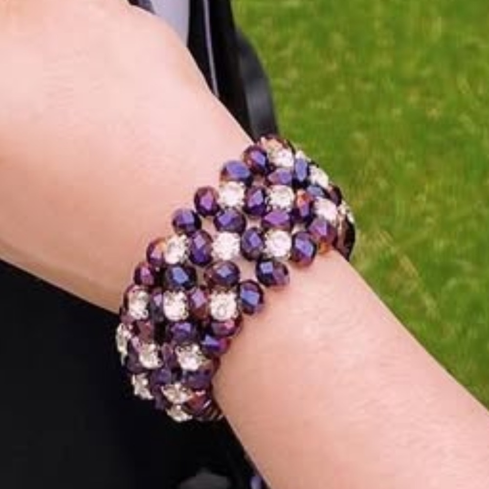 Purple bead costume jewelry bracelet
